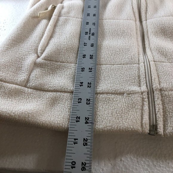 Merona Womens Size L Full Zip Knit Sweater Jacket Fleece Ivory White Coat - Picture 6 of 12